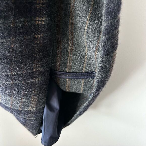 TONET made in Italy Alpaca blend Plaid Hooded Coat - Picture 7 of 11